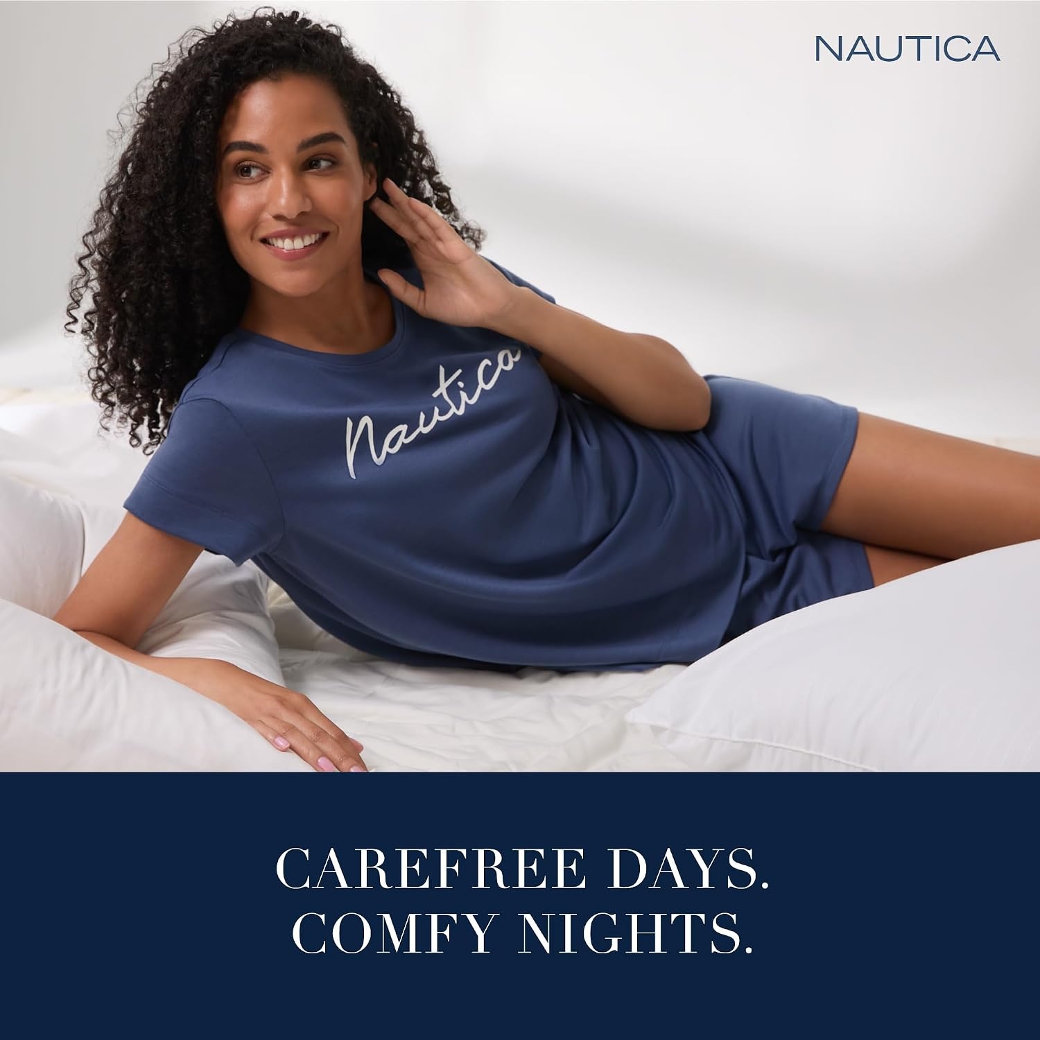 image:imageNautica Womens Matching Sleep amp Lounge Pajama Set Lightweight French Terry Long amp Short Sleeve Top Pants amp Shorts SetsLilac Stripe