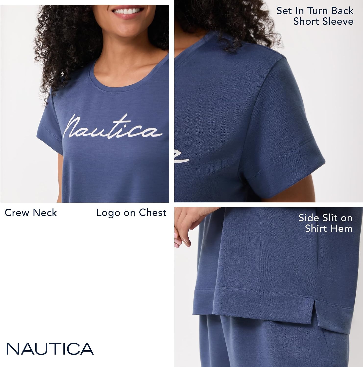 image:imageNautica Womens Matching Sleep amp Lounge Pajama Set Lightweight French Terry Long amp Short Sleeve Top Pants amp Shorts SetsMint Stripe