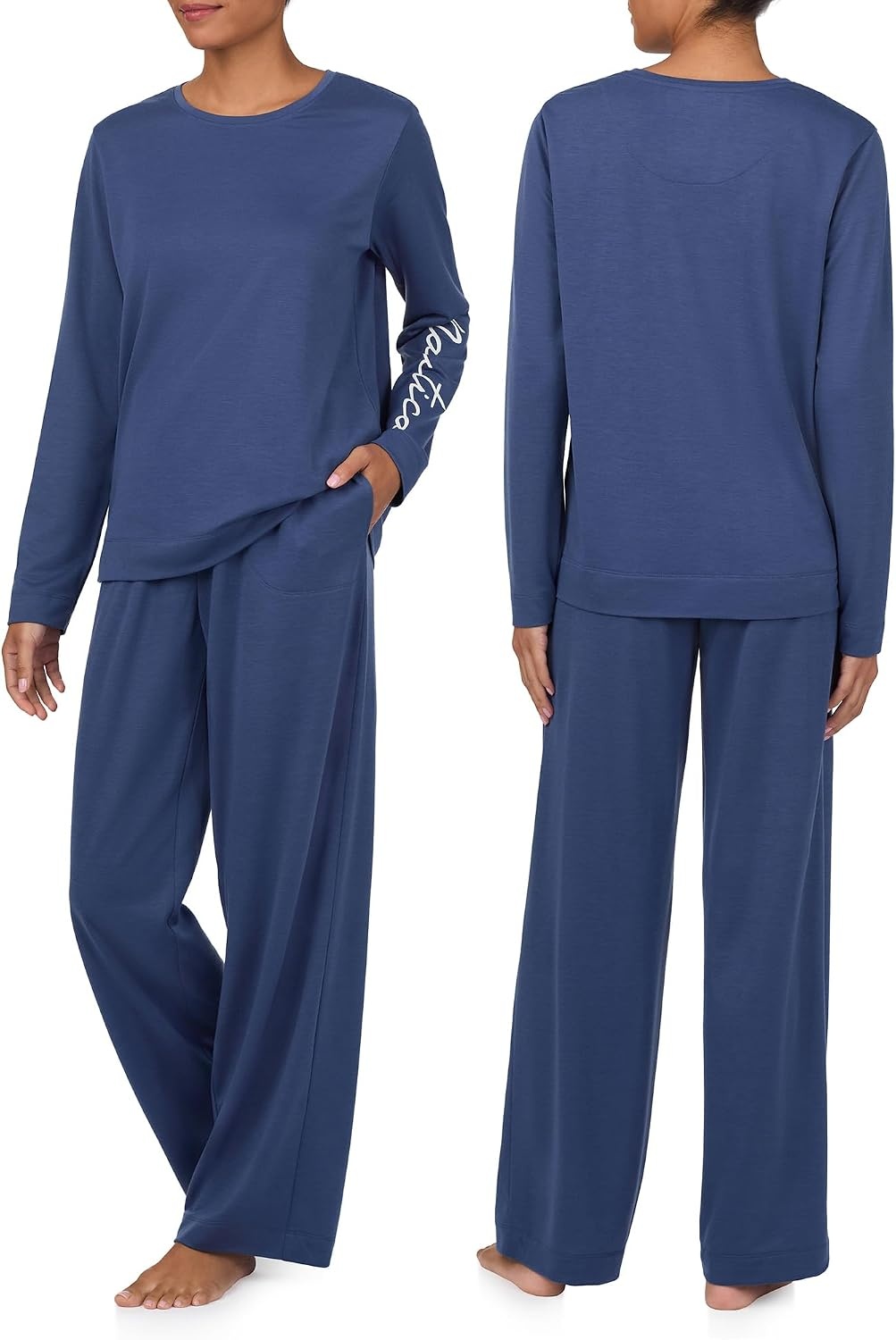 image:imageNautica Womens Matching Sleep amp Lounge Pajama Set Lightweight French Terry Long amp Short Sleeve Top Pants amp Shorts SetsNavy