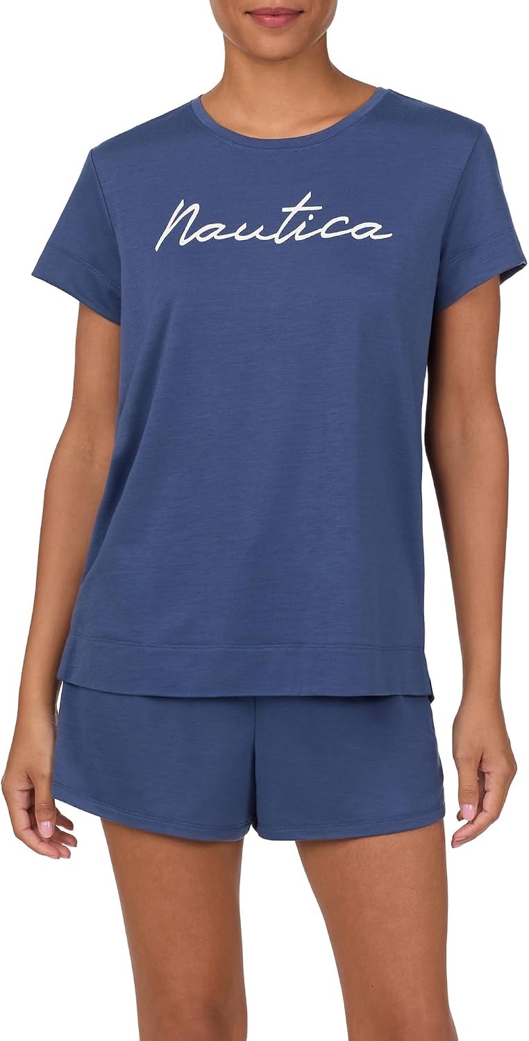image:imageNautica Womens Matching Sleep amp Lounge Pajama Set Lightweight French Terry Long amp Short Sleeve Top Pants amp Shorts SetsNavy