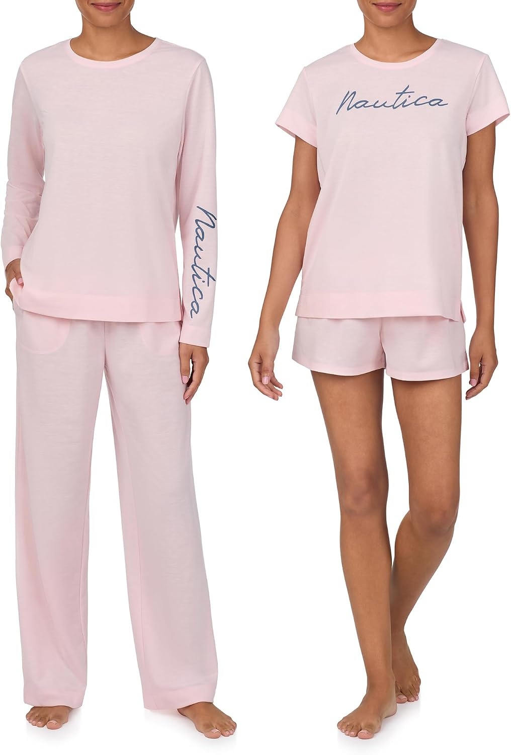image:imageNautica Womens Matching Sleep amp Lounge Pajama Set Lightweight French Terry Long amp Short Sleeve Top Pants amp Shorts SetsPink