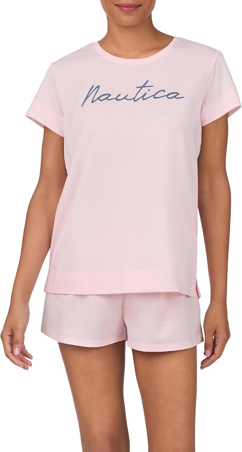 image:imageNautica Womens Matching Sleep amp Lounge Pajama Set Lightweight French Terry Long amp Short Sleeve Top Pants amp Shorts SetsPink