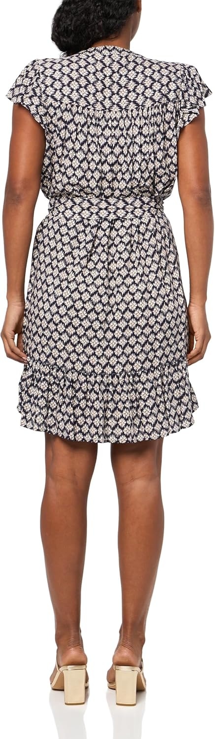image:imageNautica Womens Mini Length Short Sleeve Foulard Print Popover DressNight Sky Multi
