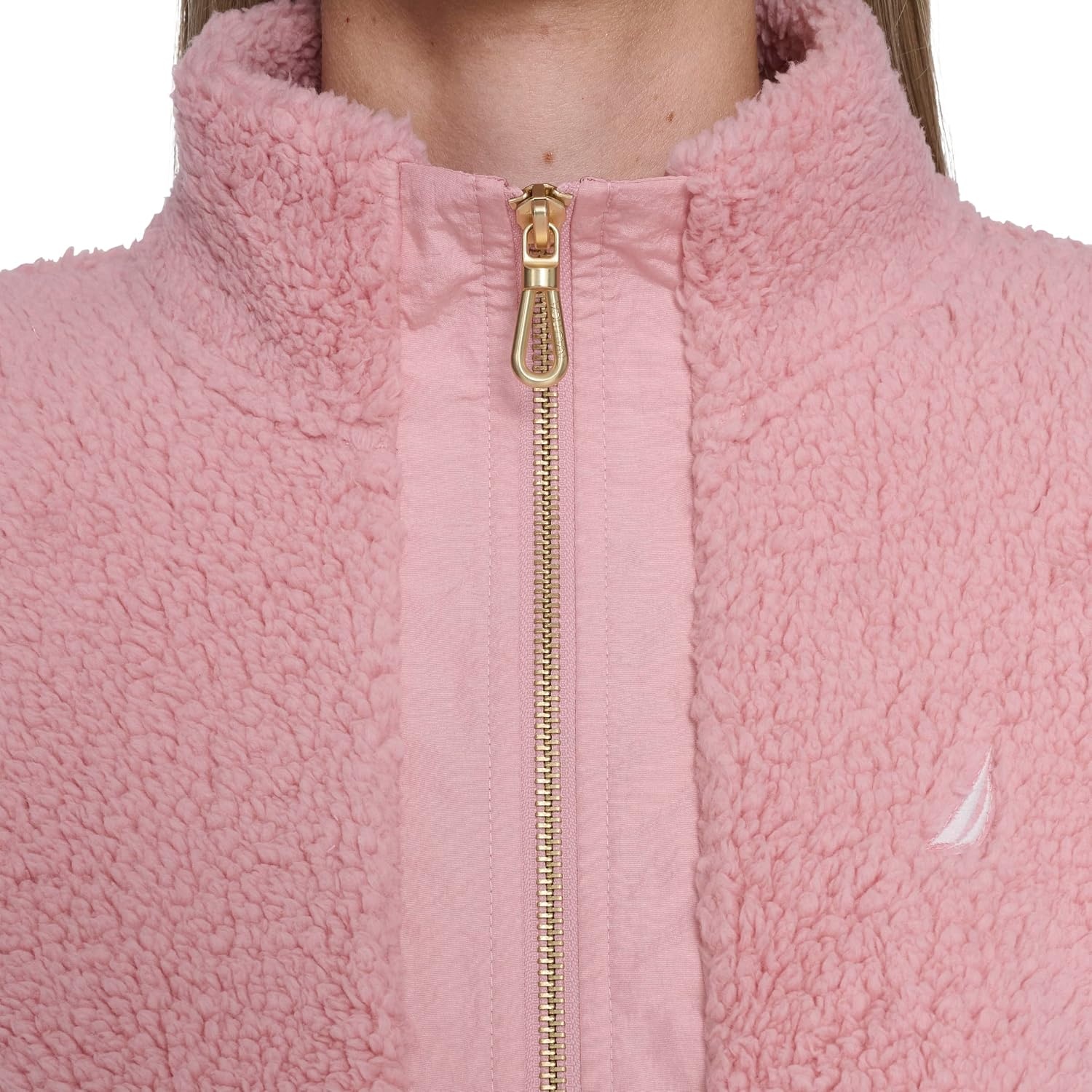 image:imageNautica Womens Mockneck Fleece Sweater PulloverBridal Rose