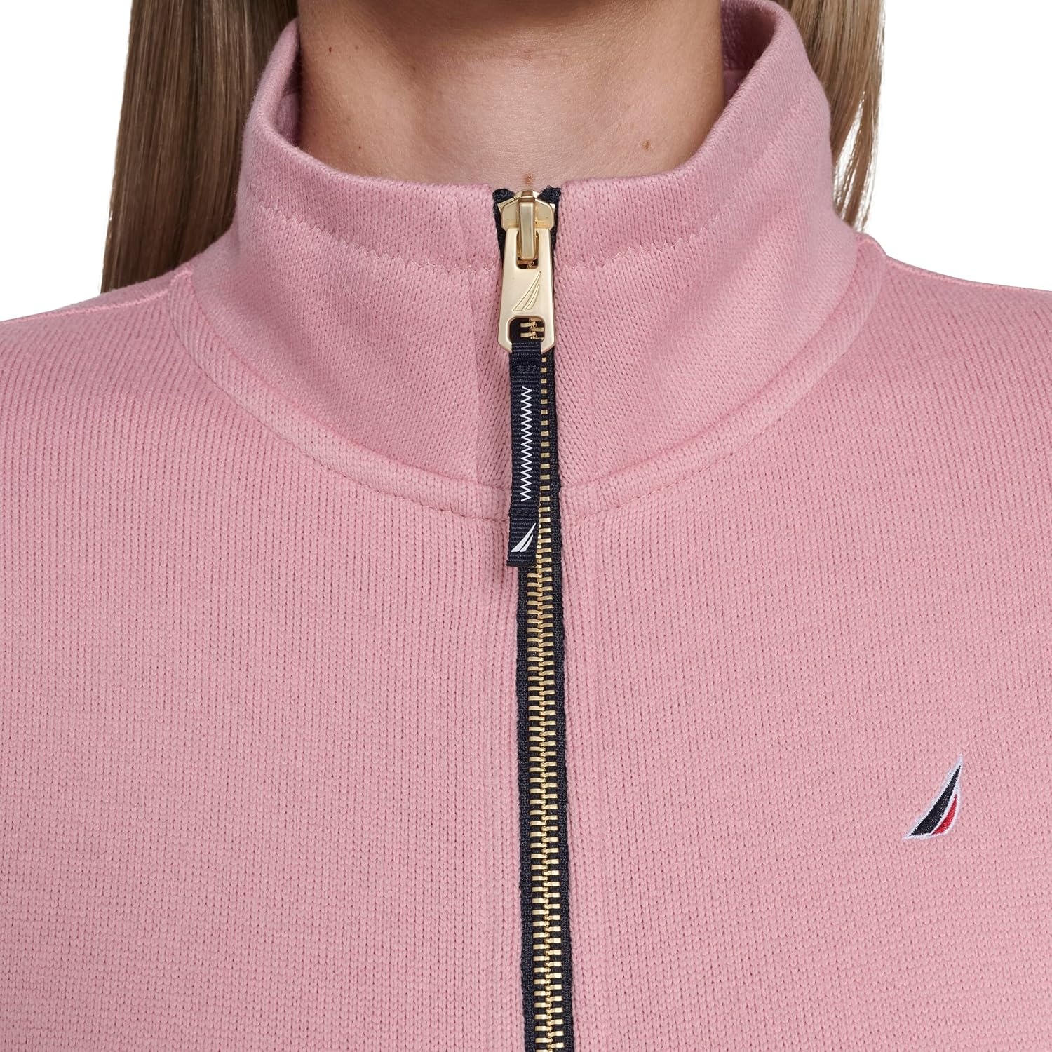 image:imageNautica Womens Mockneck Zip Up Fleece JacketBridal Rose