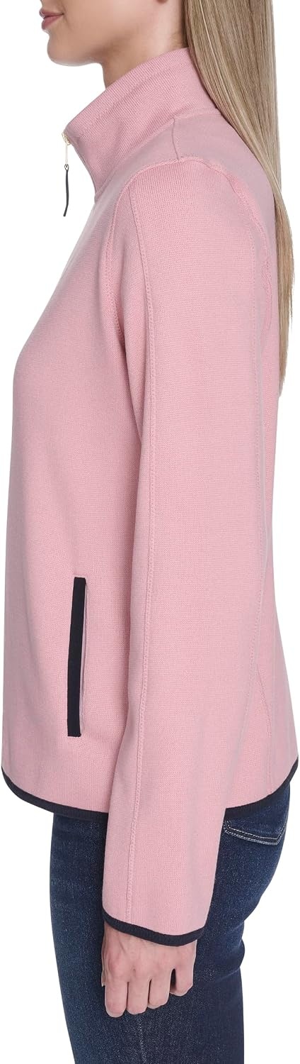 image:imageNautica Womens Mockneck Zip Up Fleece JacketBridal Rose