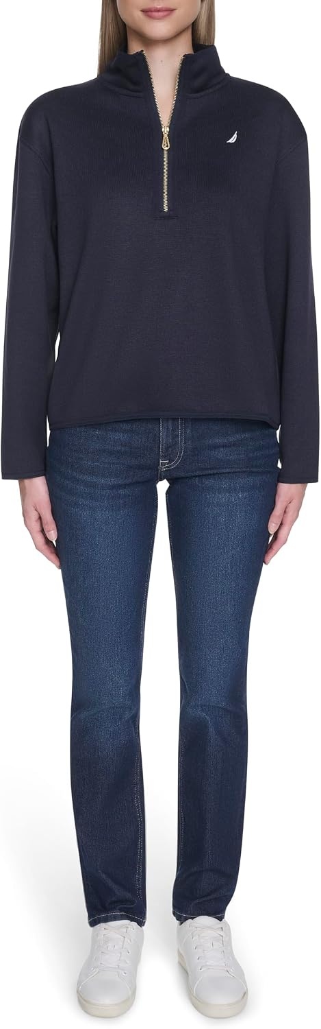 image:imageNautica Womens Mockneck Zip Up Fleece JacketNew Night Sky