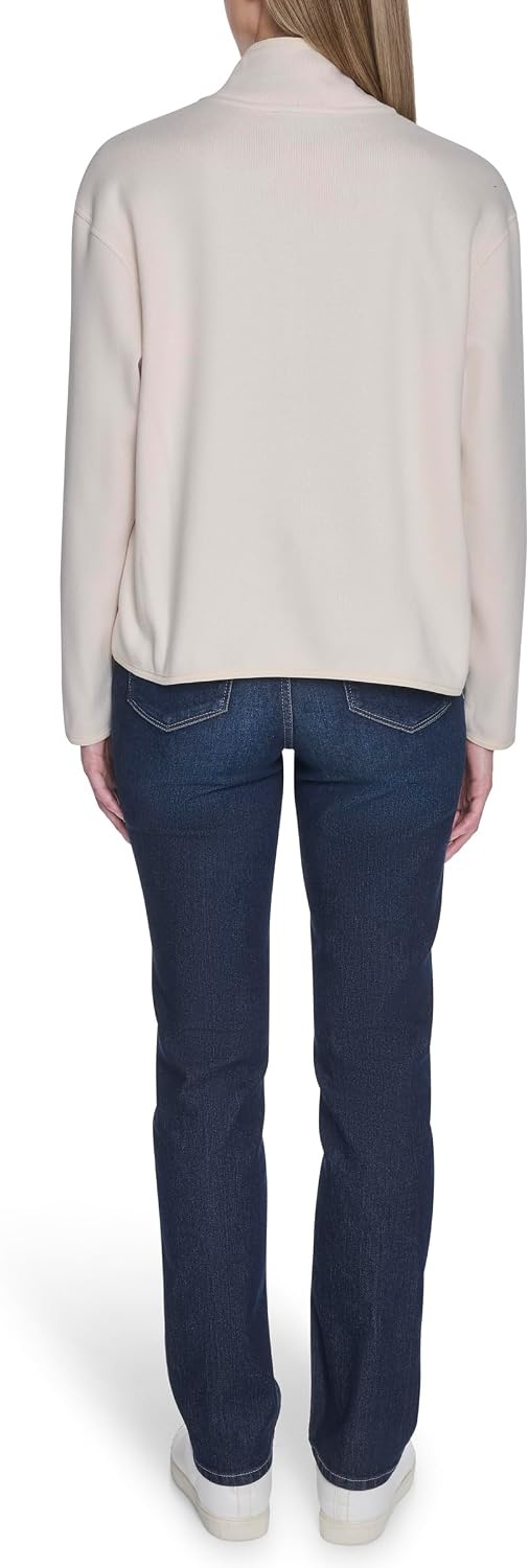 image:imageNautica Womens Mockneck Zip Up Fleece JacketNew White Swan