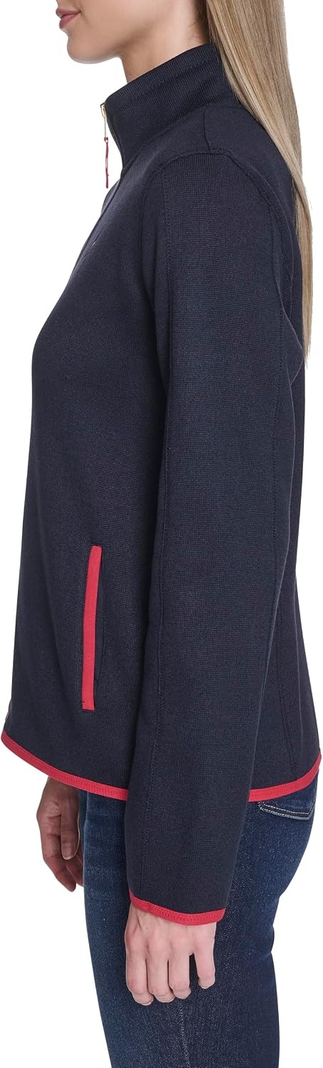 image:imageNautica Womens Mockneck Zip Up Fleece JacketNight Sky