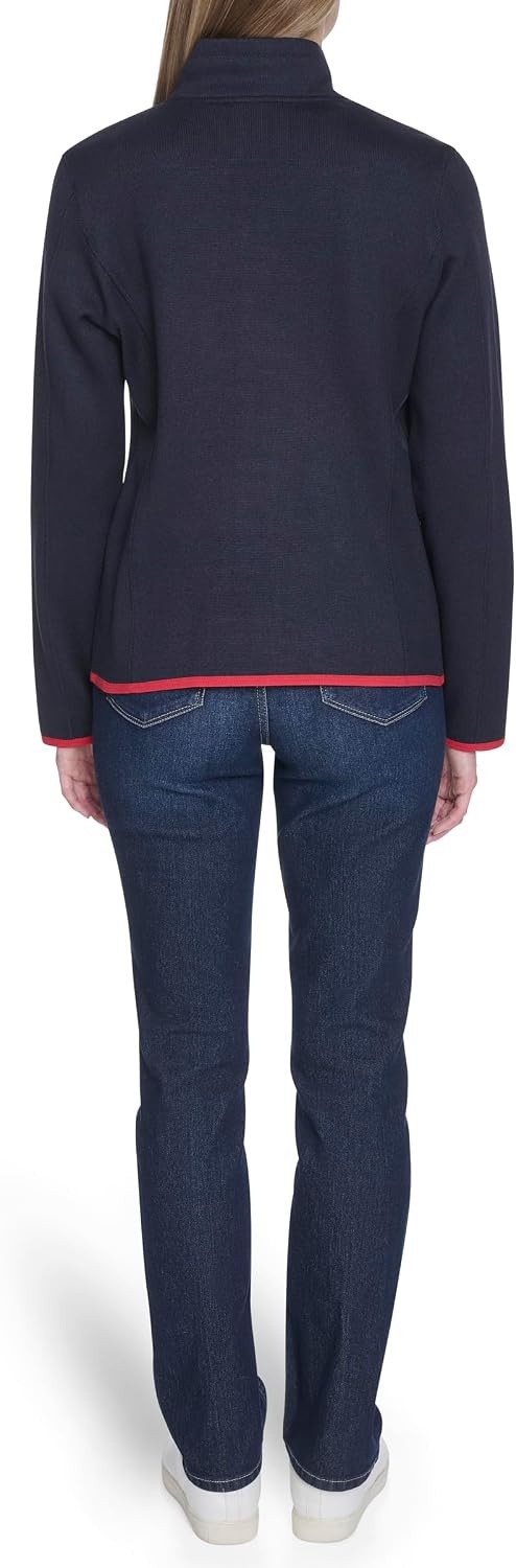 image:imageNautica Womens Mockneck Zip Up Fleece JacketNight Sky