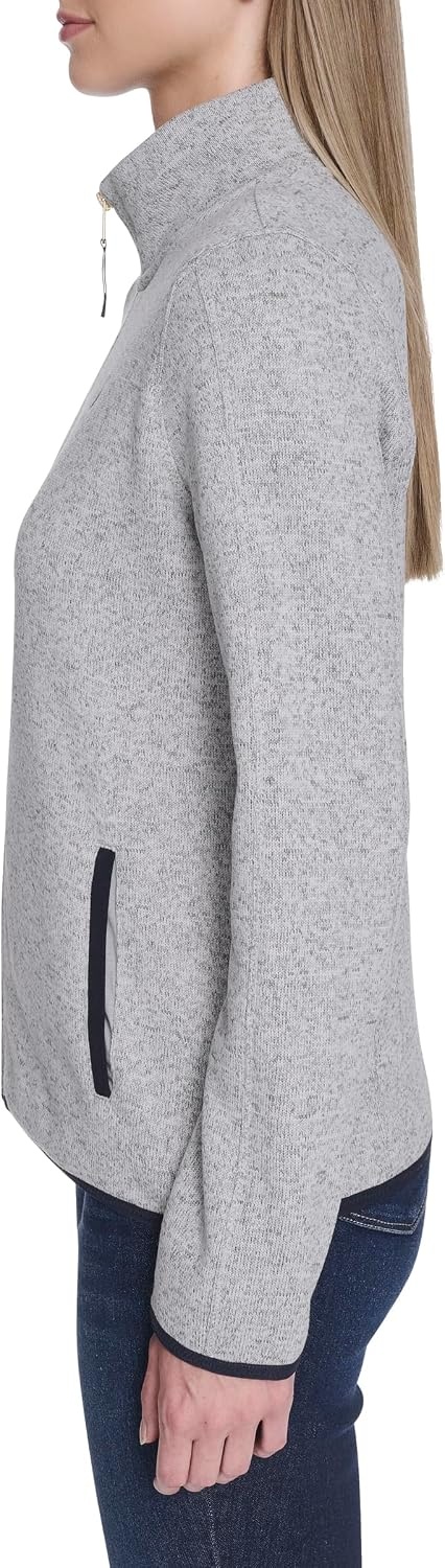 image:imageNautica Womens Mockneck Zip Up Fleece JacketStorm Heather Grey