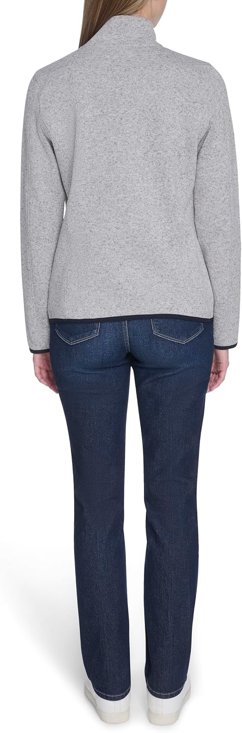 image:imageNautica Womens Mockneck Zip Up Fleece JacketStorm Heather Grey