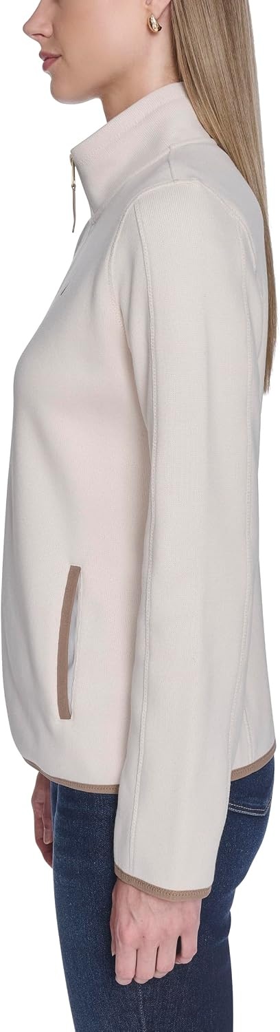 image:imageNautica Womens Mockneck Zip Up Fleece JacketWhite Swan