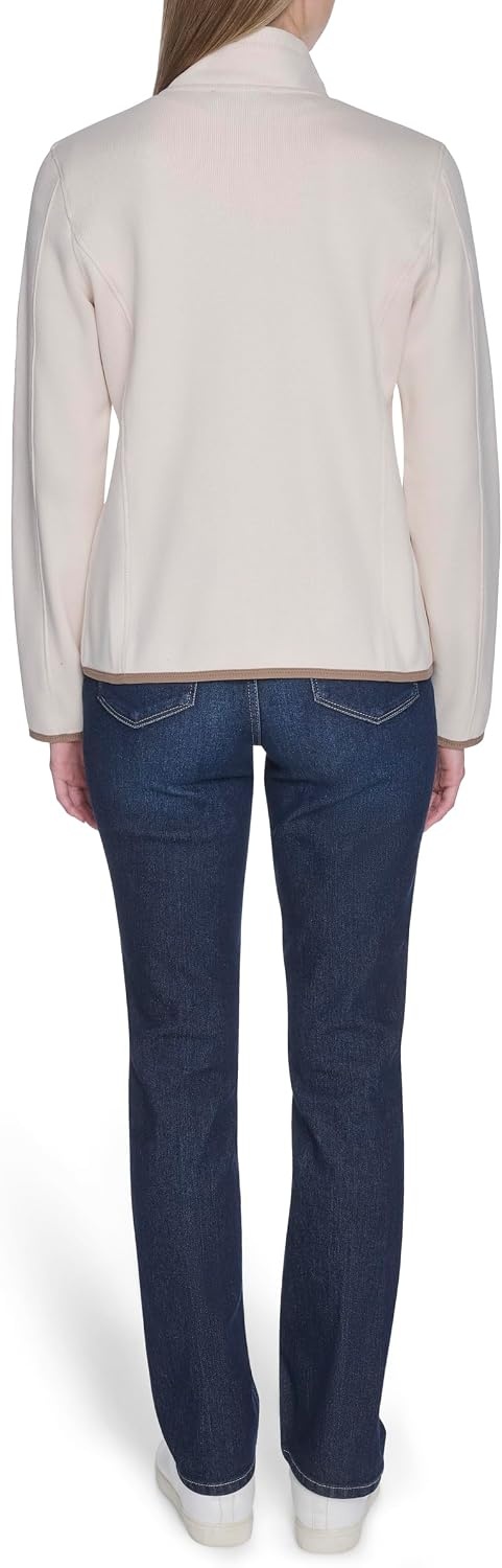 image:imageNautica Womens Mockneck Zip Up Fleece JacketWhite Swan