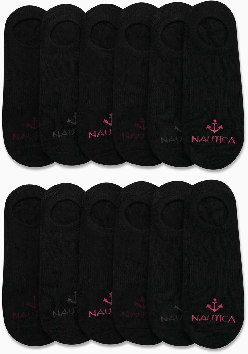 image:imageNautica Womens No Show Socks 6 Pack Soft Stretch Performance Athletic No Show Liner Socks for Women with Non Slip Grip12pk Black