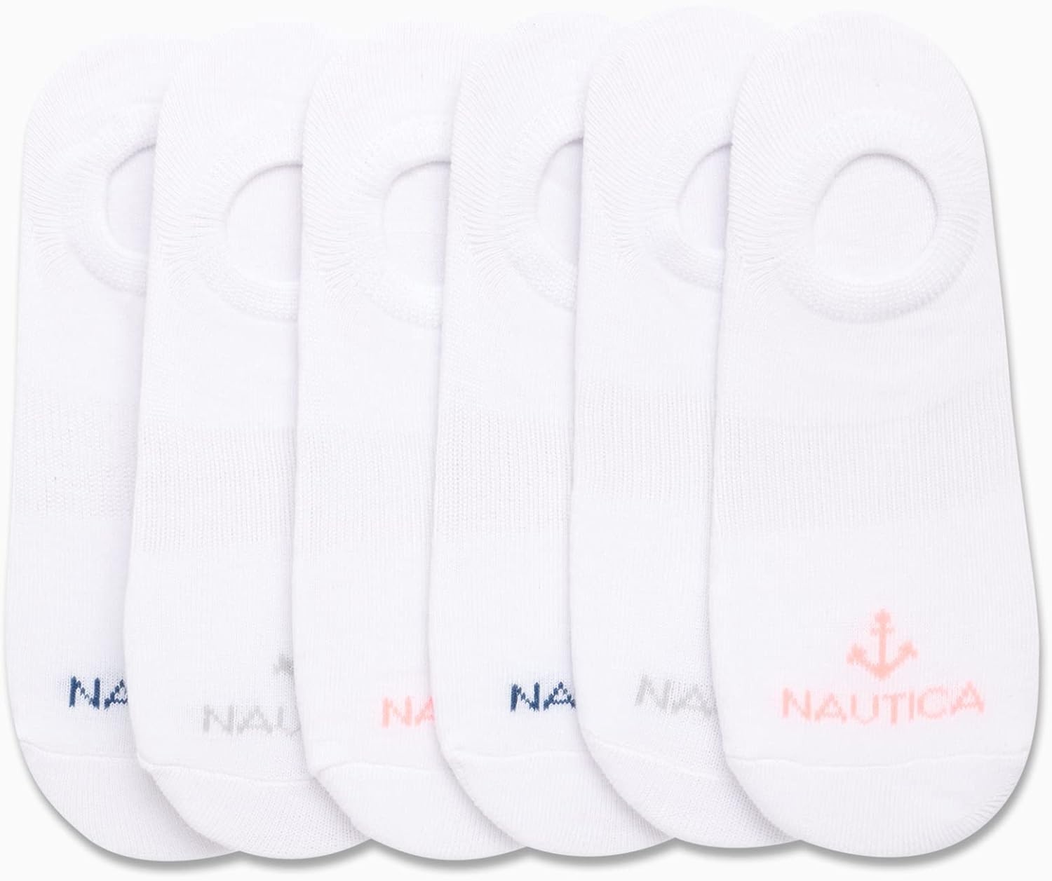image:imageNautica Womens No Show Socks 6 Pack Soft Stretch Performance Athletic No Show Liner Socks for Women with Non Slip GripAll White