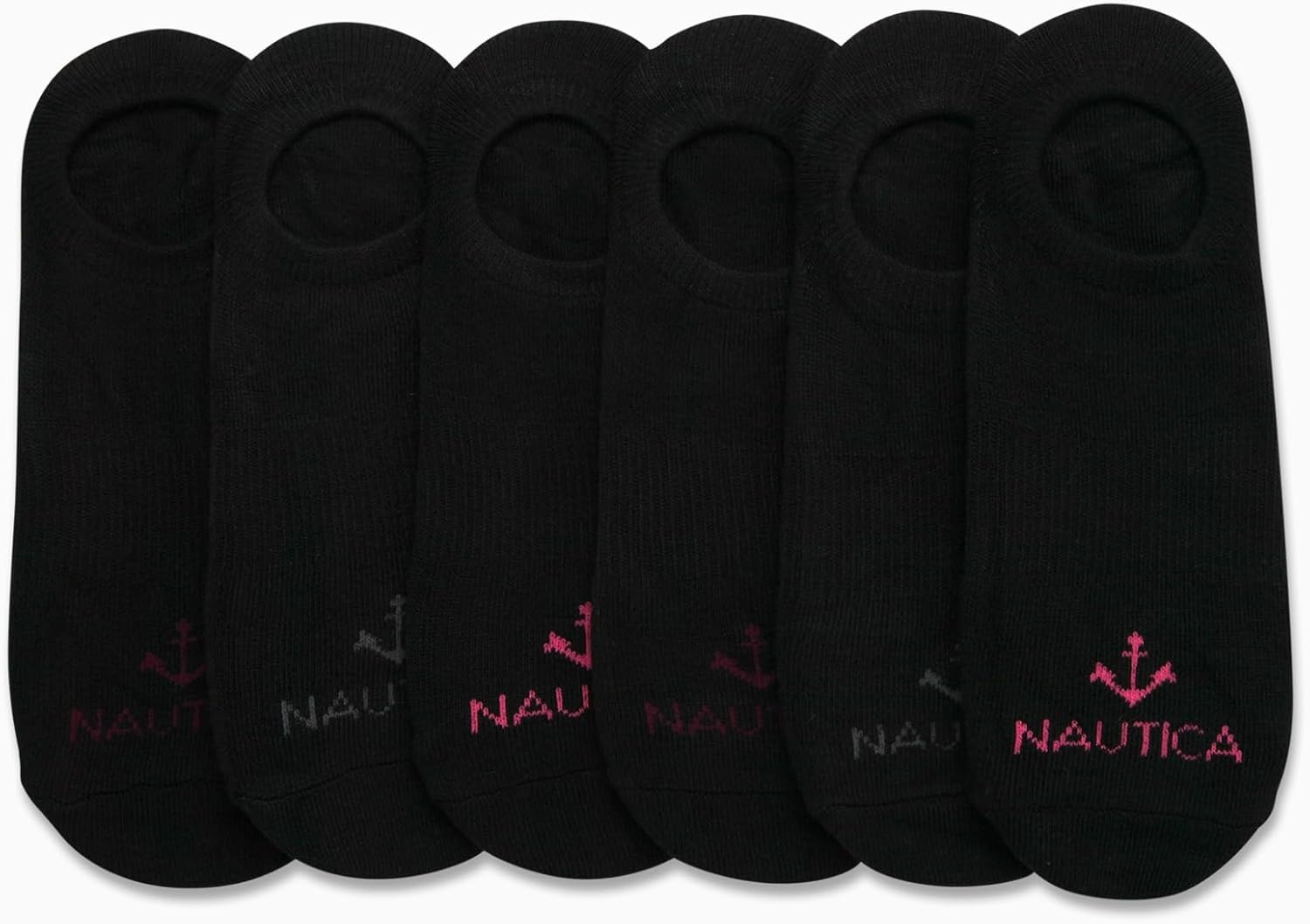 image:imageNautica Womens No Show Socks 6 Pack Soft Stretch Performance Athletic No Show Liner Socks for Women with Non Slip GripBlack