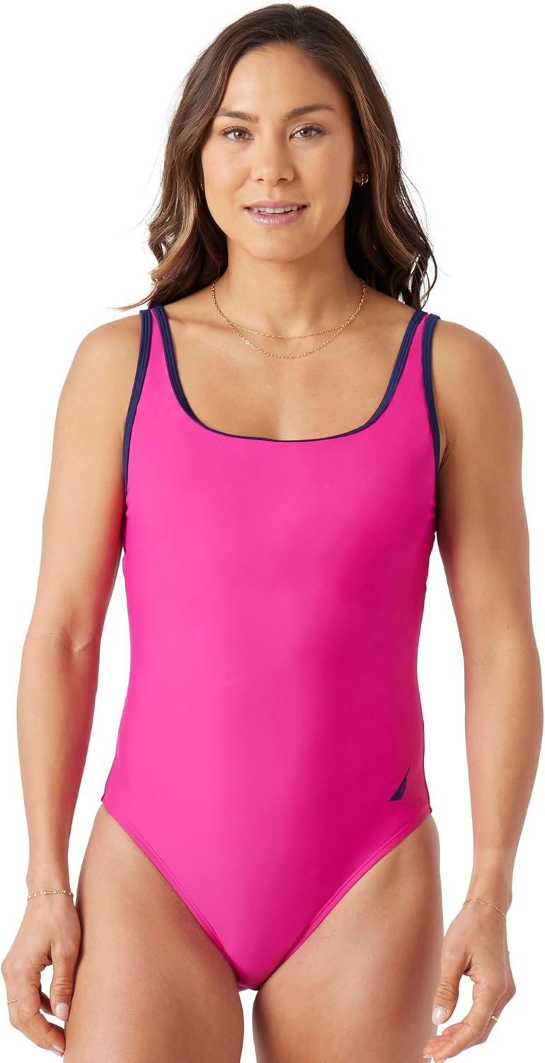 image:imageNautica Womens OnePiece Swimsuit Slimming Tummy Control Bathing Suit QuickDry Fabric Bikini SwimsuitPink