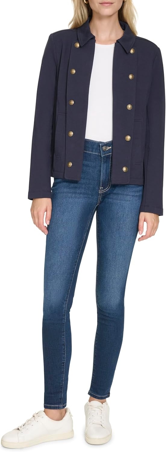 image:imageNautica Womens Open Front Knit Captains Jacket JacketNight Sky
