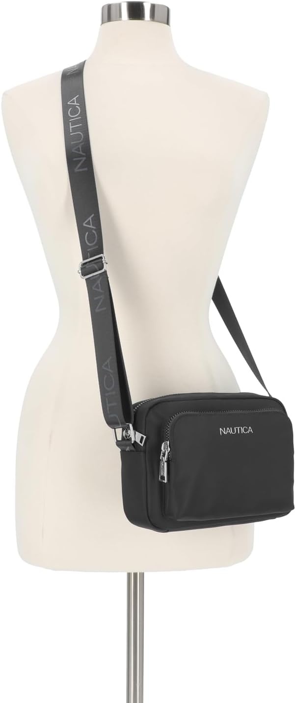 image:imageNautica Womens Out and About Adjustable Crossbody Bag Purse AdjustableBlack Nylon