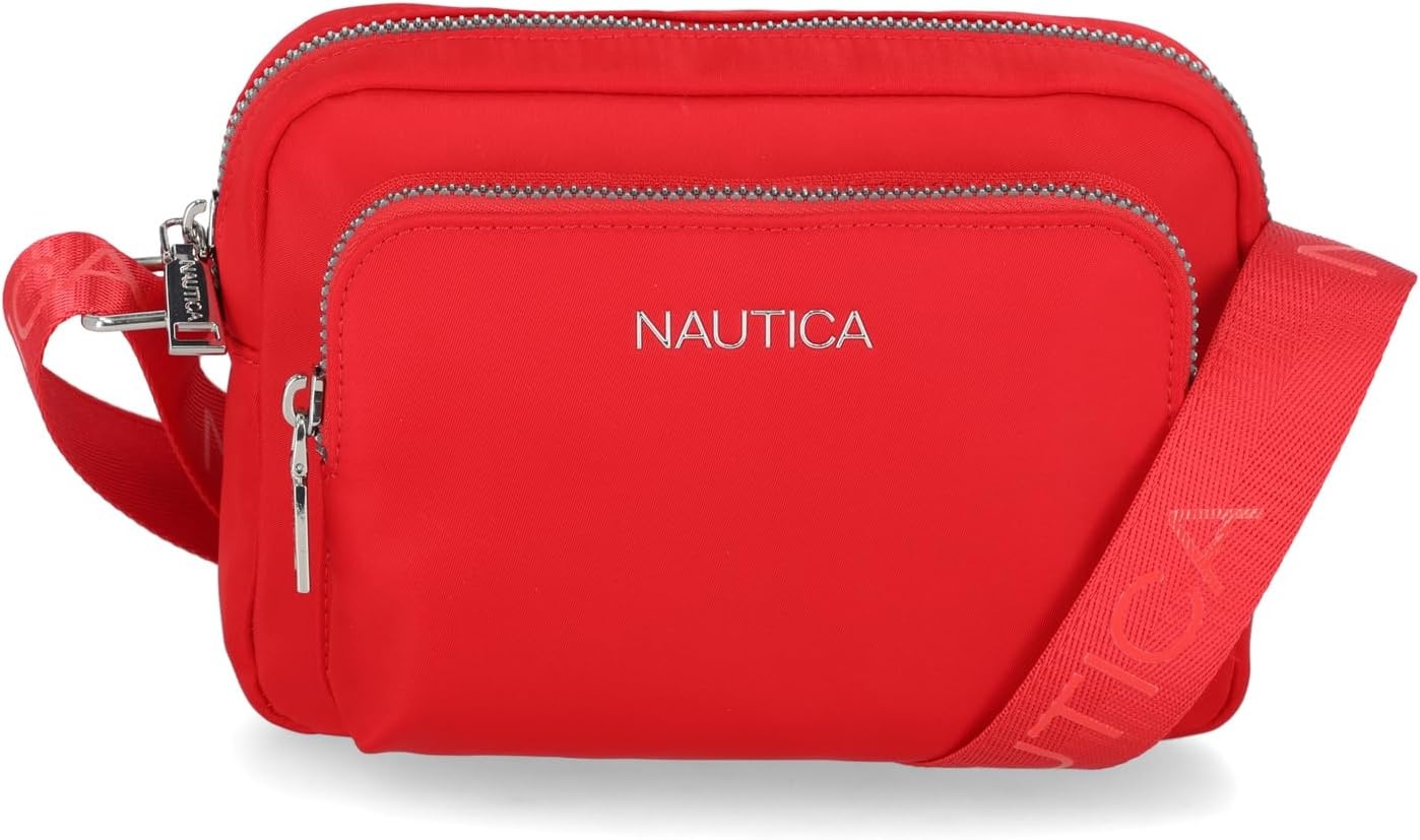 image:imageNautica Womens Out and About Adjustable Crossbody Bag Purse AdjustableRed Nylon
