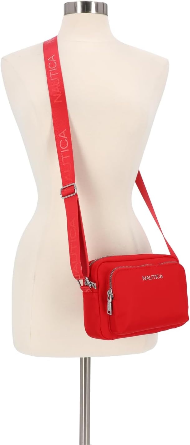 image:imageNautica Womens Out and About Adjustable Crossbody Bag Purse AdjustableRed Nylon