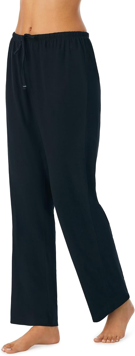 image:imageNautica Womens Pajama Pants Lightweight Wide Leg Lounge Pants Cotton Knit Jersey Sleepwear Loungewear PJs for WomenBlack