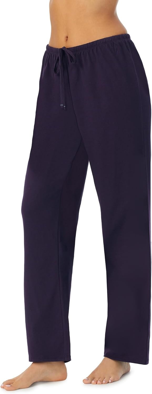 image:imageNautica Womens Pajama Pants Lightweight Wide Leg Lounge Pants Cotton Knit Jersey Sleepwear Loungewear PJs for WomenEggplant