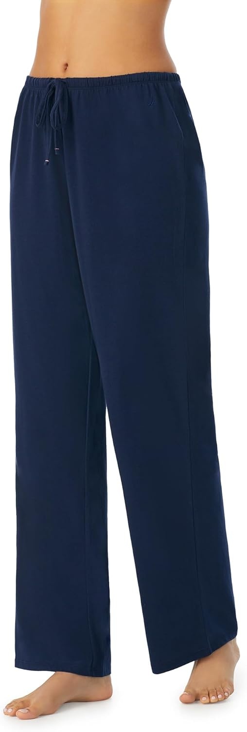 image:imageNautica Womens Pajama Pants Lightweight Wide Leg Lounge Pants Cotton Knit Jersey Sleepwear Loungewear PJs for WomenNavy