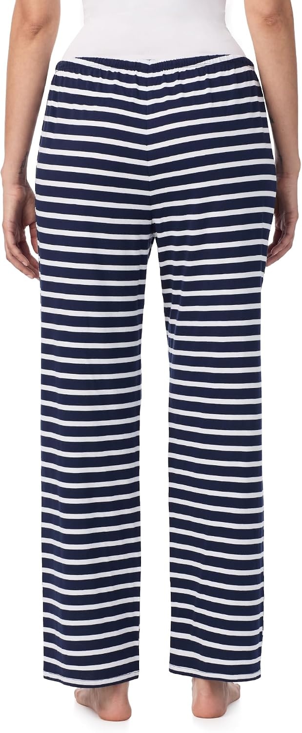image:imageNautica Womens Pajama Pants Lightweight Wide Leg Lounge Pants Cotton Knit Jersey Sleepwear Loungewear PJs for WomenNavy Stripe