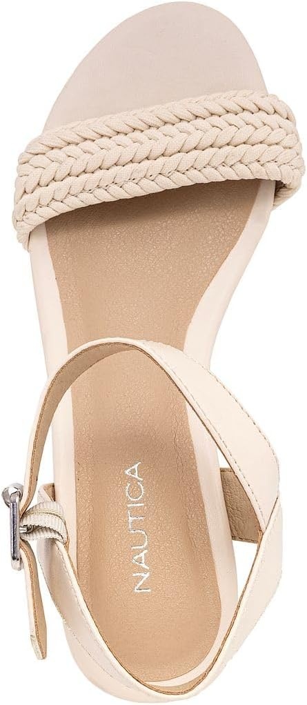 image:imageNautica Womens Platform Wedge Sandals Fashion Ankle Strap Lightweight Cushioned Casual Beach Sandal Lightweight amp ComfortableCream