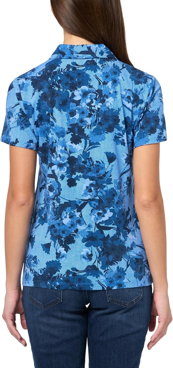 image:imageNautica Womens Polo Short Sleeve Button Placket PoloBlue Multi