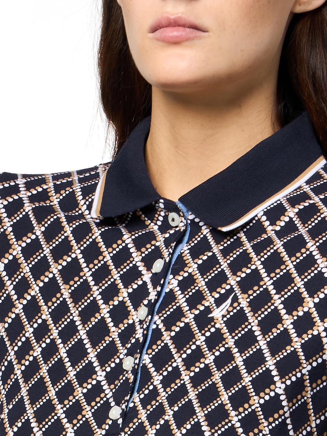image:imageNautica Womens Polo Short Sleeve Button Placket PoloNight Sky Multi