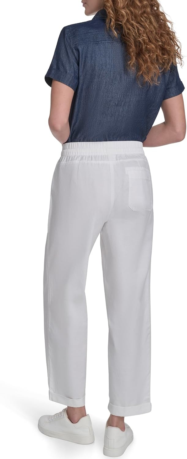image:imageNautica Womens Pull on Cuffed Solid Ankle Length PantsBright White