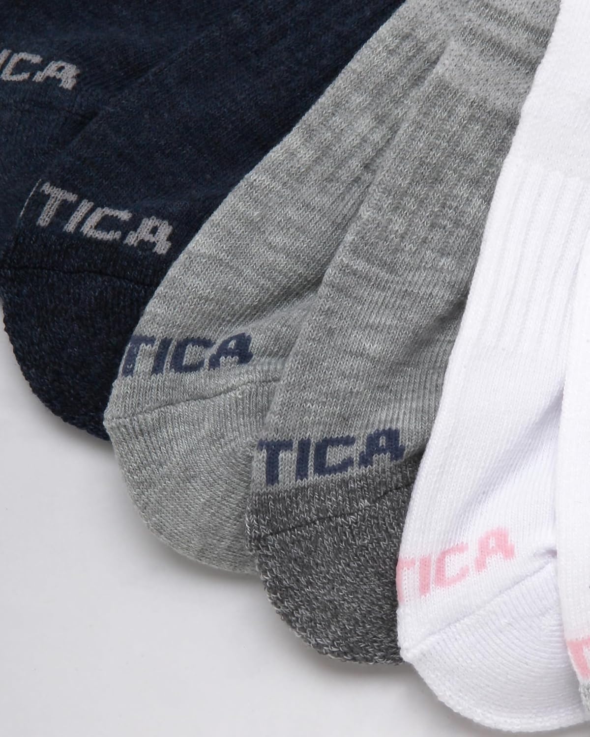 image:imageNautica Womens Quarter Cut Moisture Control Athletic Socks with Cushioned Comfort 12 PackGreyWhiteBlue