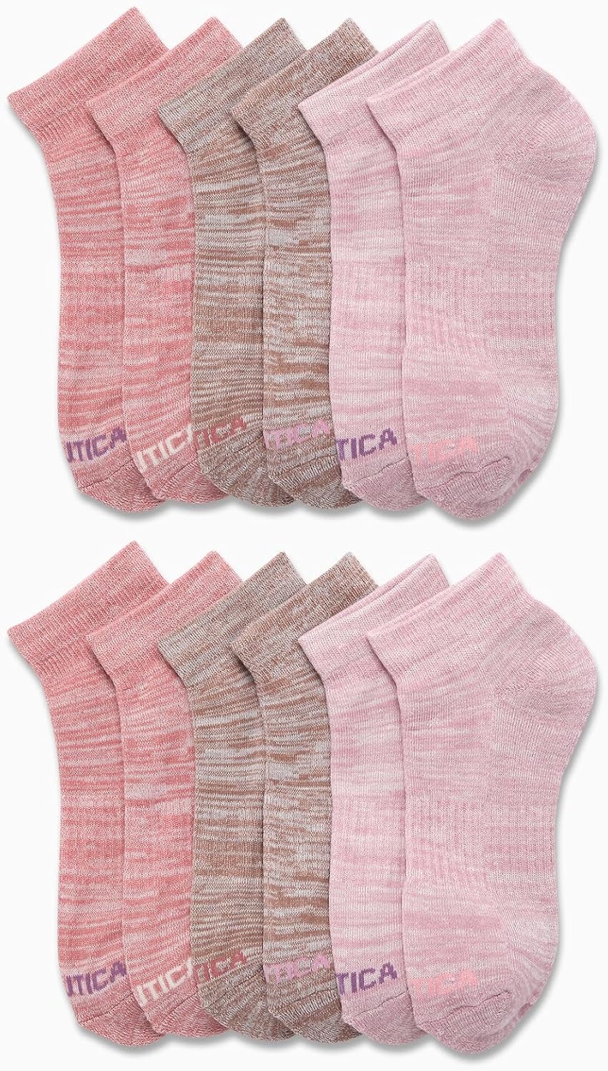 image:imageNautica Womens Quarter Cut Moisture Control Athletic Socks with Cushioned Comfort 12 PackMauve Assorted