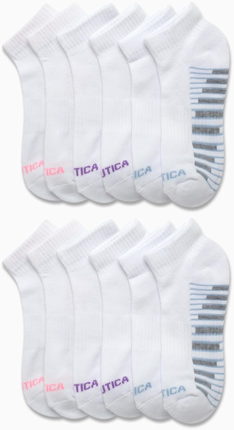 image:imageNautica Womens Quarter Socks 12 Pack Moisture Control Cushioned Athletic Socks for Women for Sport amp Gym Wear Size 410All White