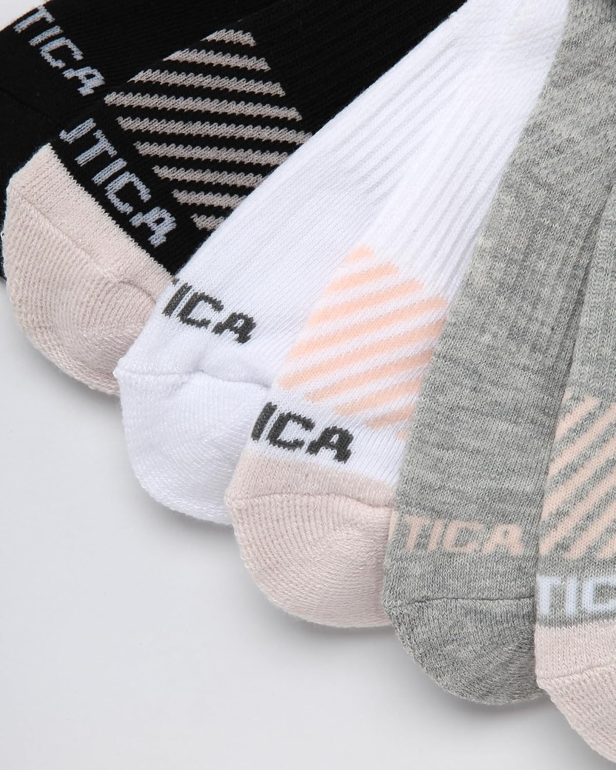 image:imageNautica Womens Quarter Socks 12 Pack Moisture Control Cushioned Athletic Socks for Women for Sport amp Gym Wear Size 410Assorted Logo