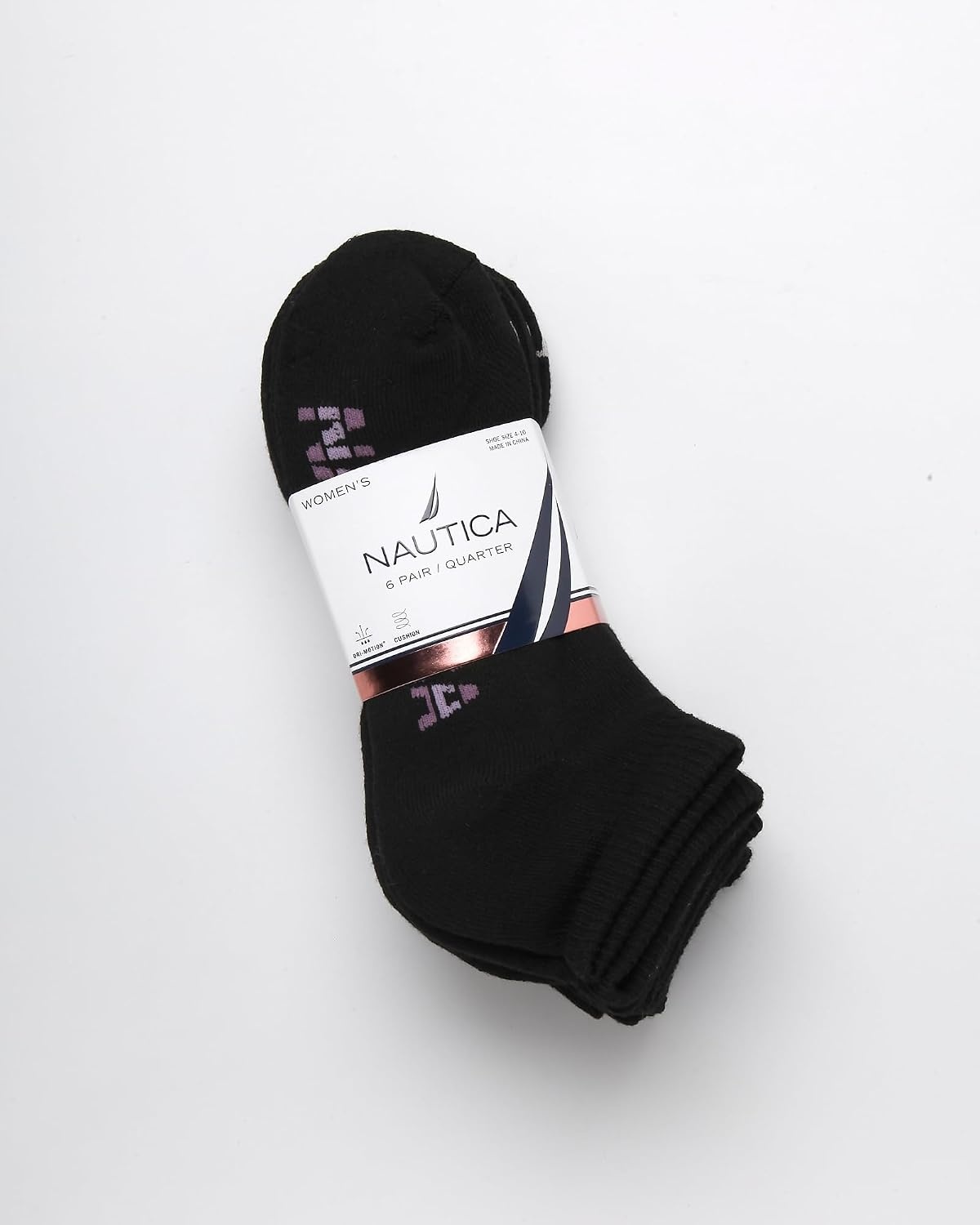 image:imageNautica Womens Quarter Socks 6 Pack Cushioned Athletic Performance Breathable Mesh Womens Ankle Socks Sizes 410Black