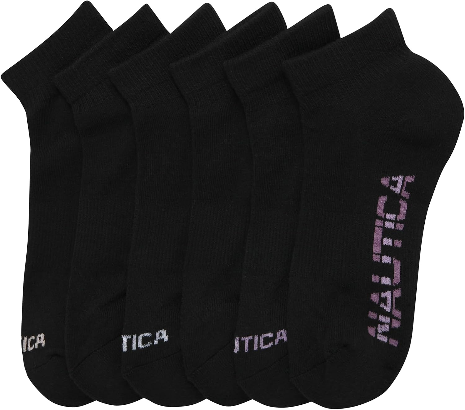 image:imageNautica Womens Quarter Socks 6 Pack Cushioned Athletic Performance Breathable Mesh Womens Ankle Socks Sizes 410Black