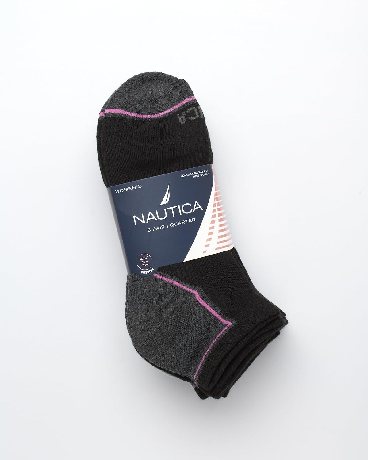 image:imageNautica Womens Quarter Socks 6 Pack Cushioned Athletic Performance Breathable Mesh Womens Ankle Socks Sizes 410BlackMulti