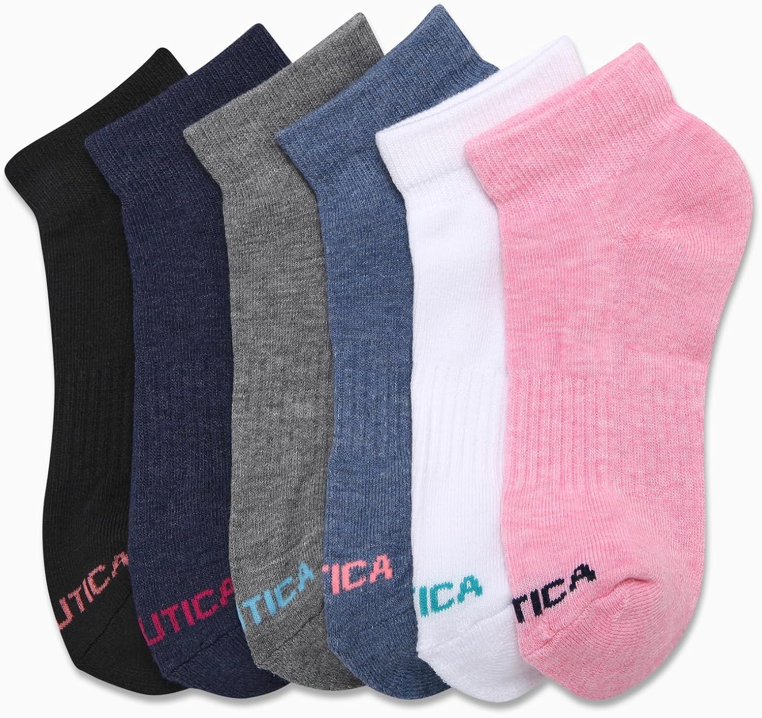 image:imageNautica Womens Quarter Socks 6 Pack Cushioned Athletic Performance Breathable Mesh Womens Ankle Socks Sizes 410Blue Assorted