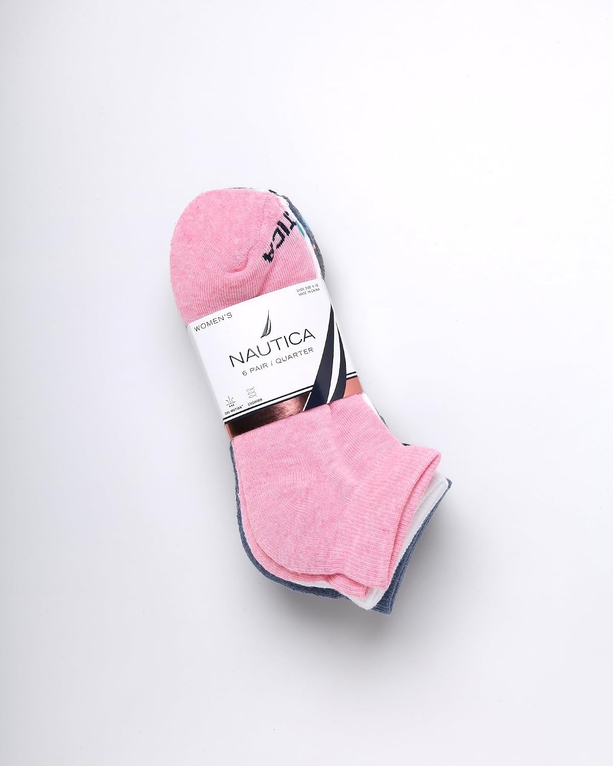 image:imageNautica Womens Quarter Socks 6 Pack Cushioned Athletic Performance Breathable Mesh Womens Ankle Socks Sizes 410Blue Assorted