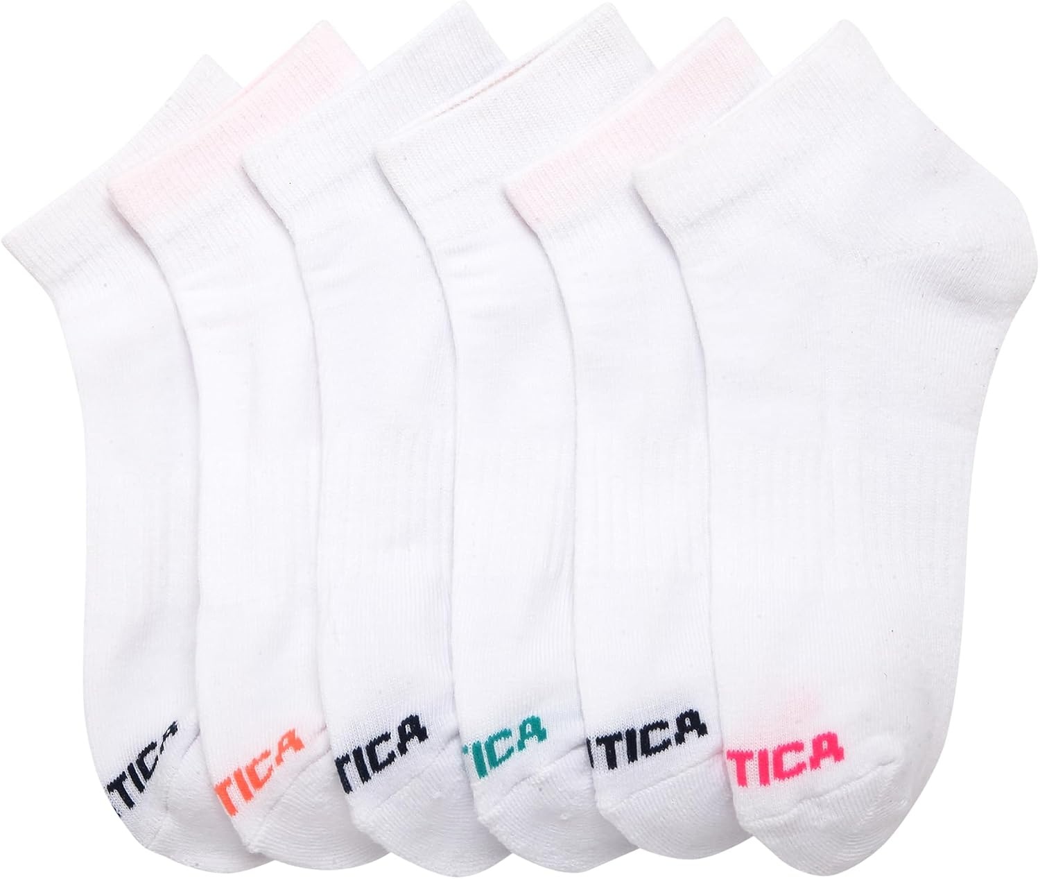 image:imageNautica Womens Quarter Socks 6 Pack Cushioned Athletic Performance Breathable Mesh Womens Ankle Socks Sizes 410Bright White