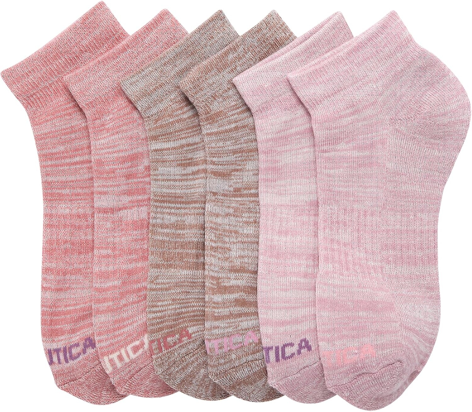image:imageNautica Womens Quarter Socks 6 Pack Cushioned Athletic Performance Breathable Mesh Womens Ankle Socks Sizes 410Mauve Assorted