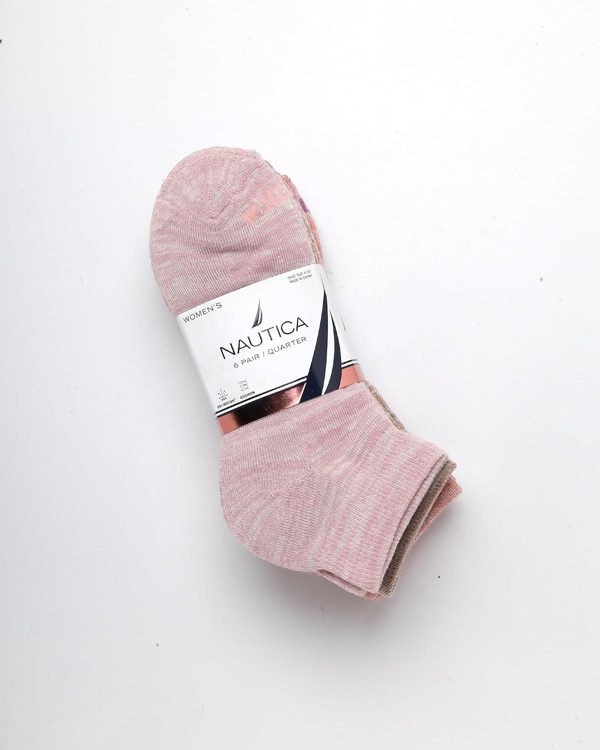image:imageNautica Womens Quarter Socks 6 Pack Cushioned Athletic Performance Breathable Mesh Womens Ankle Socks Sizes 410Mauve Assorted