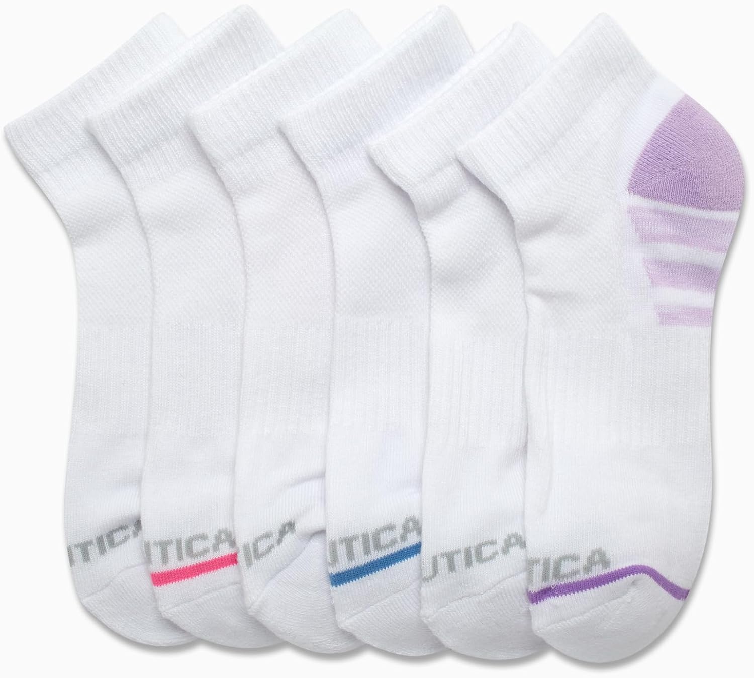 image:imageNautica Womens Quarter Socks 6 Pack Cushioned Moisture Wicking Athletic Quarter Socks for WomenClassic White