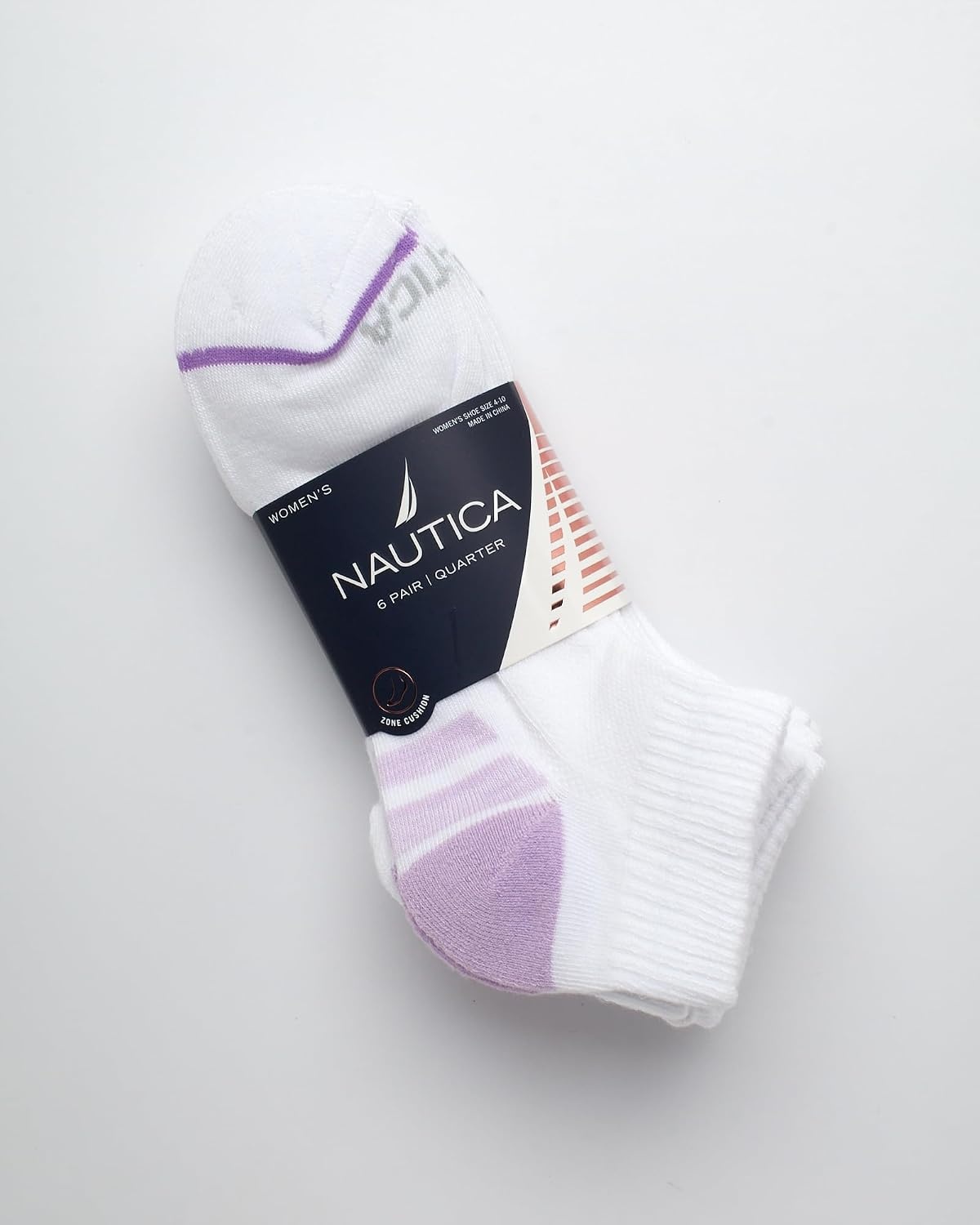 image:imageNautica Womens Quarter Socks 6 Pack Cushioned Moisture Wicking Athletic Quarter Socks for WomenClassic White