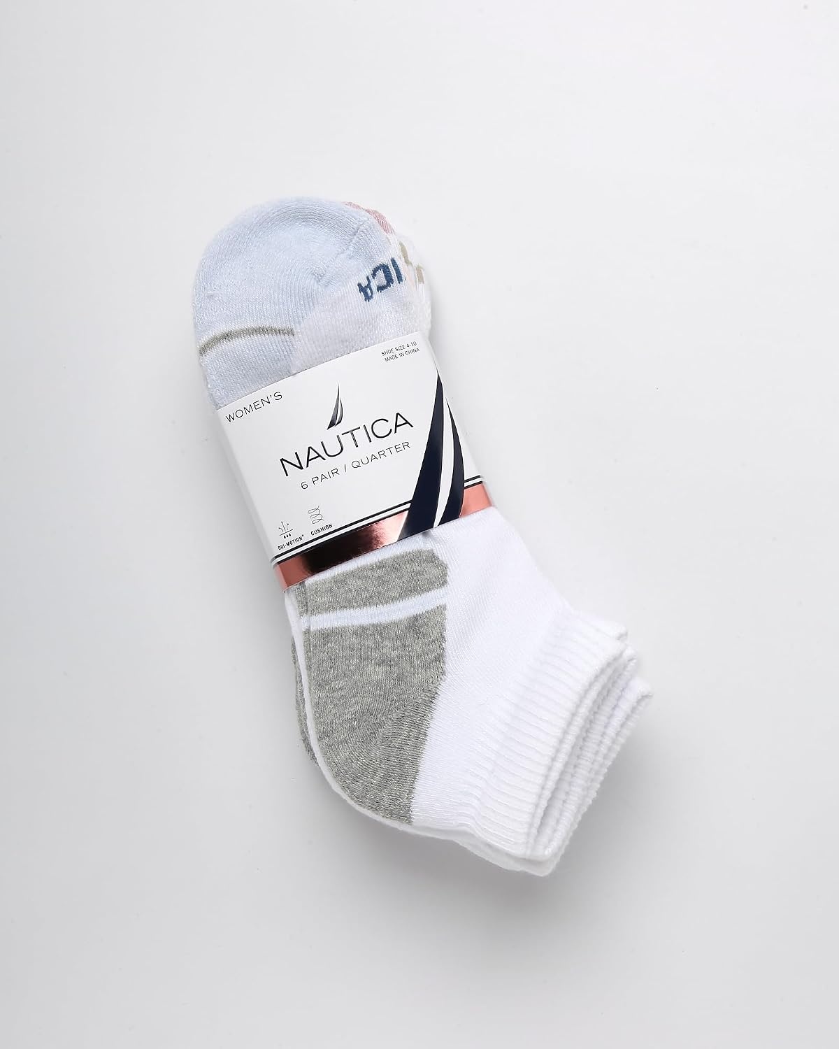 image:imageNautica Womens Quarter Socks 6 Pack Cushioned Moisture Wicking Athletic Quarter Socks for WomenWhite Logo