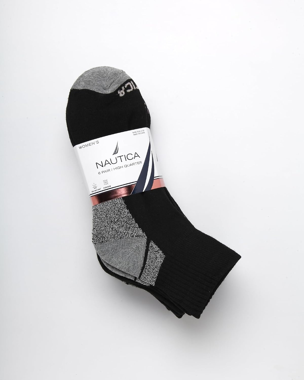 image:imageNautica Womens Quarter Socks 6 Pack Cushioned Moisture Wicking Athletic Socks for Women for Gym Running Sports 410All Black